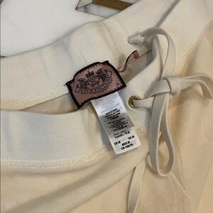 Juicy Couture Cream Pants with Rhinestone Logo Patch